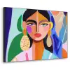 Portret - Vrouw - Modern Textielframe zwart klein -3d