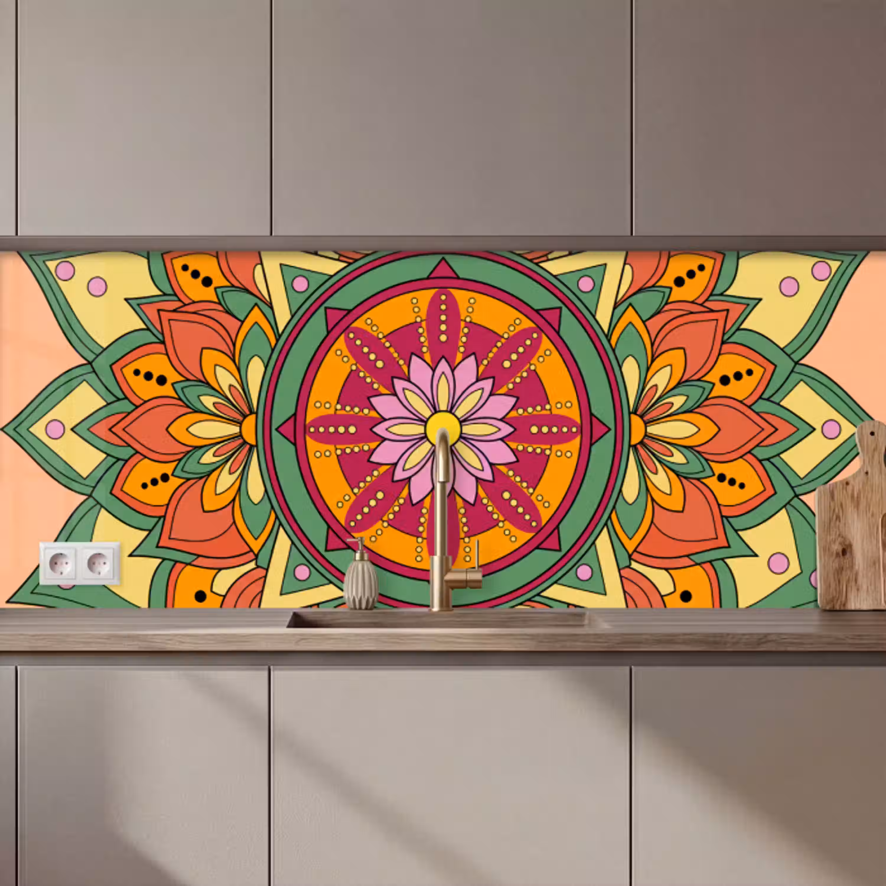 Mandala - Bloemen - Abstract - Kleurrijk keuken achterwand 2 middel zz_3dshopping