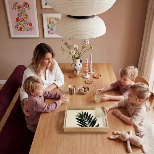Palmblad - Donkere bladen - Subtiel Dienblad Rechthoek middel -sfeer4
