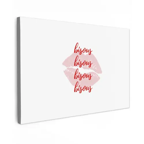 Bisous - Lip - Wit - Rood Tuinposter op houten frame 2 cm dik klein -3d