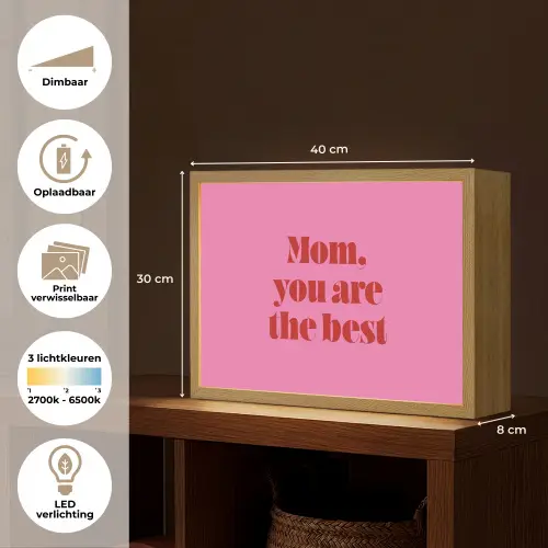 Moeder - Boodschap -Roze Light Box met batterij (Wandlamp) middel -USP_websiteoverzichtNL
