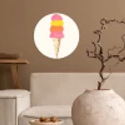 Schepijs - Hoorntje - Illustratie - Minimalistisch Wandcirkel behangsticker klein -sfeer1