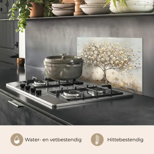 Boom - Beige - Goud - Verflook - Grijs keuken achterwand spatscherm klein -usp_NL