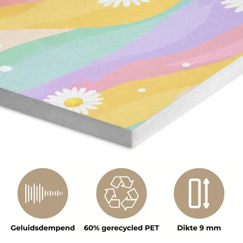 Madeliefjes - Kleurrijk - Pastel - Vrolijk PET vilt klein -closeup_NL