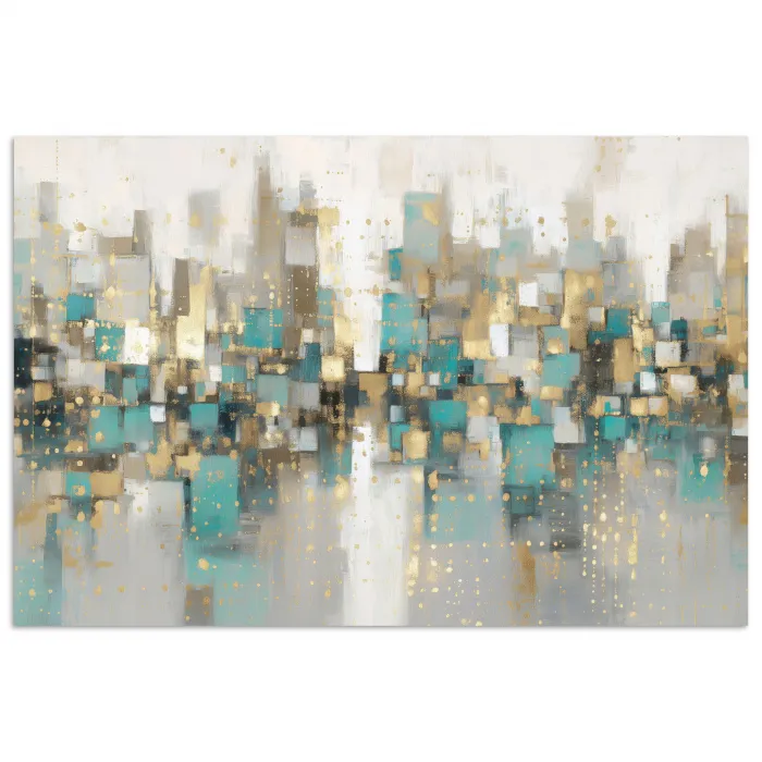 Abstract - Blokken - Goud - Skyline poster papier klein -3d
