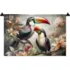 Toekan - Vogels - Bloemen - Jungle Wandkleed katoen klein -zz3d