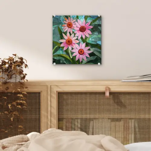 Bloemen - Roze - Glasmozaïek plexiglas 5mm klein -sfeer4