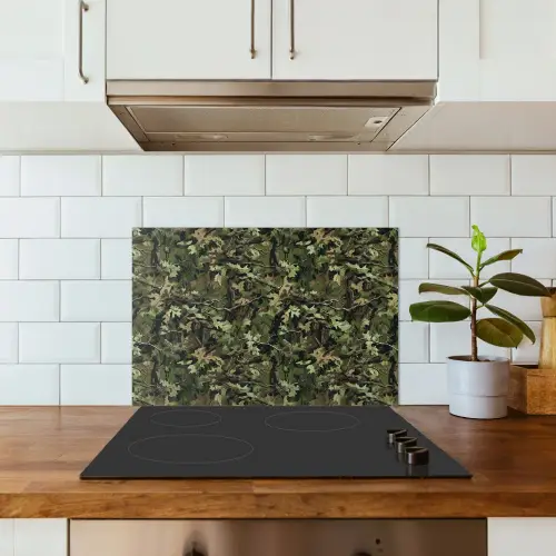 Bladeren - Takken - Camouflage - Groen keuken achterwand spatscherm klein 900 -sfeer2
