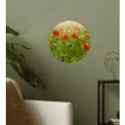 Lente - Bloemen - Rood - Klaproos - Gras - Groen Wandcirkel behangsticker klein -sfeer2