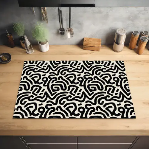 Modern - Abstract - Zwart Inductie beschermer vinyl 3mm klein 276 -sfeer5
