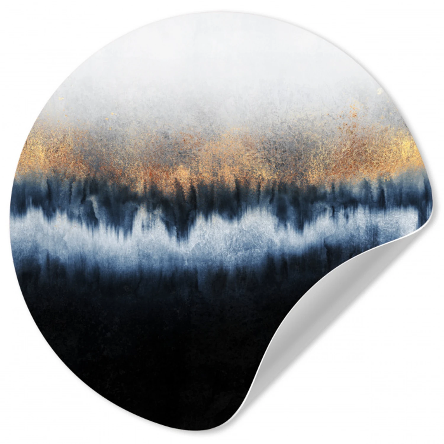 Abstract - Goud - Luxe - Blauw Wandcirkel behangsticker klein -3d