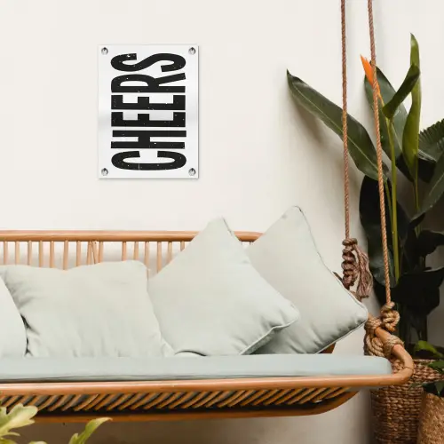 Retro - Cheers - Zwart - Decoratie tuinposter los doek klein -sfeer7