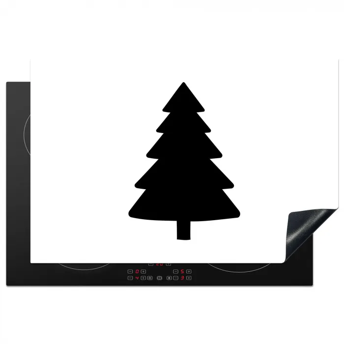Kerstboom - Zwart - Kerstmis - Feest Inductie beschermer vinyl 3mm klein -3d
