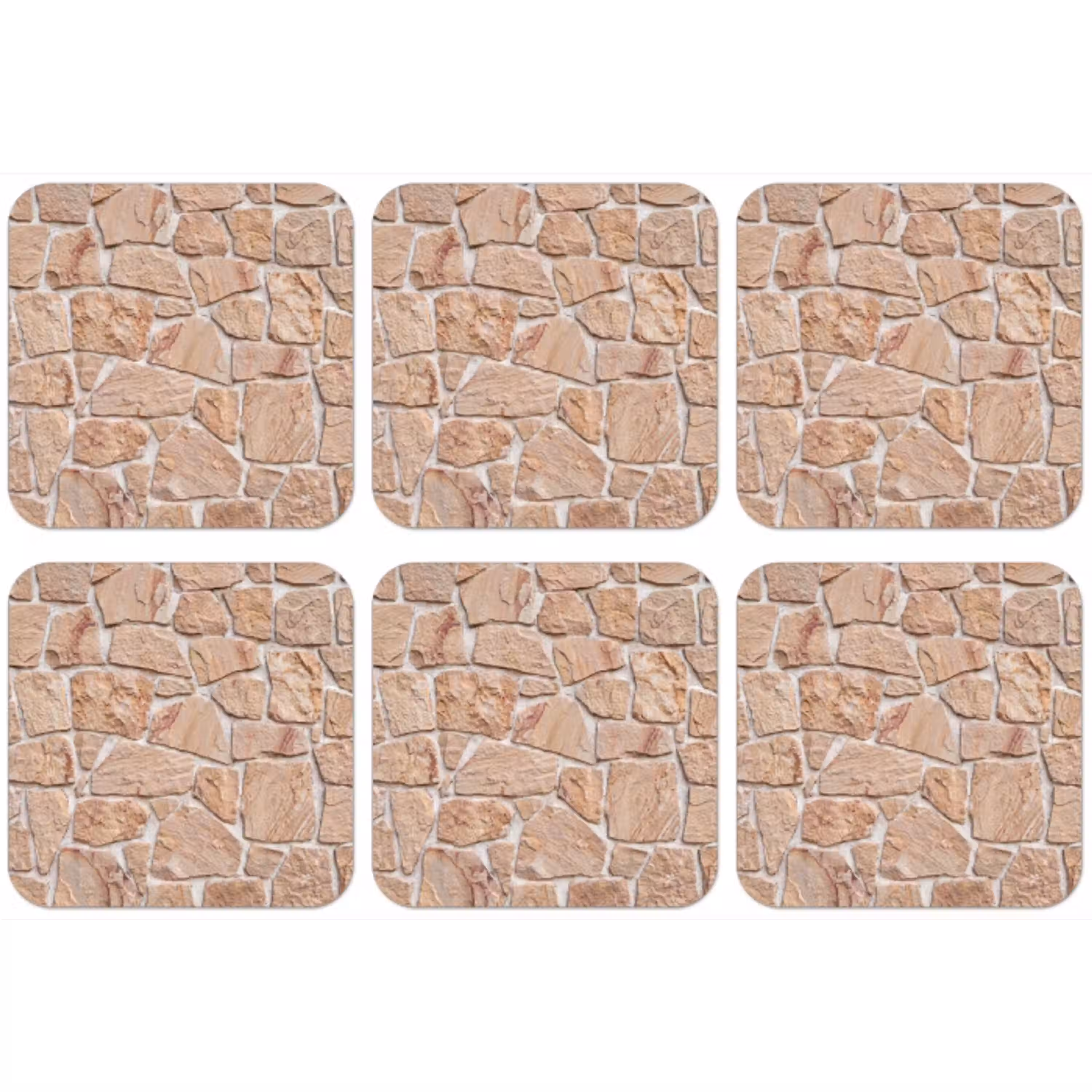 Muur - Steen - Patroon - Rustiek - Beige onderzetter kurk middel -zkaufland3dotto