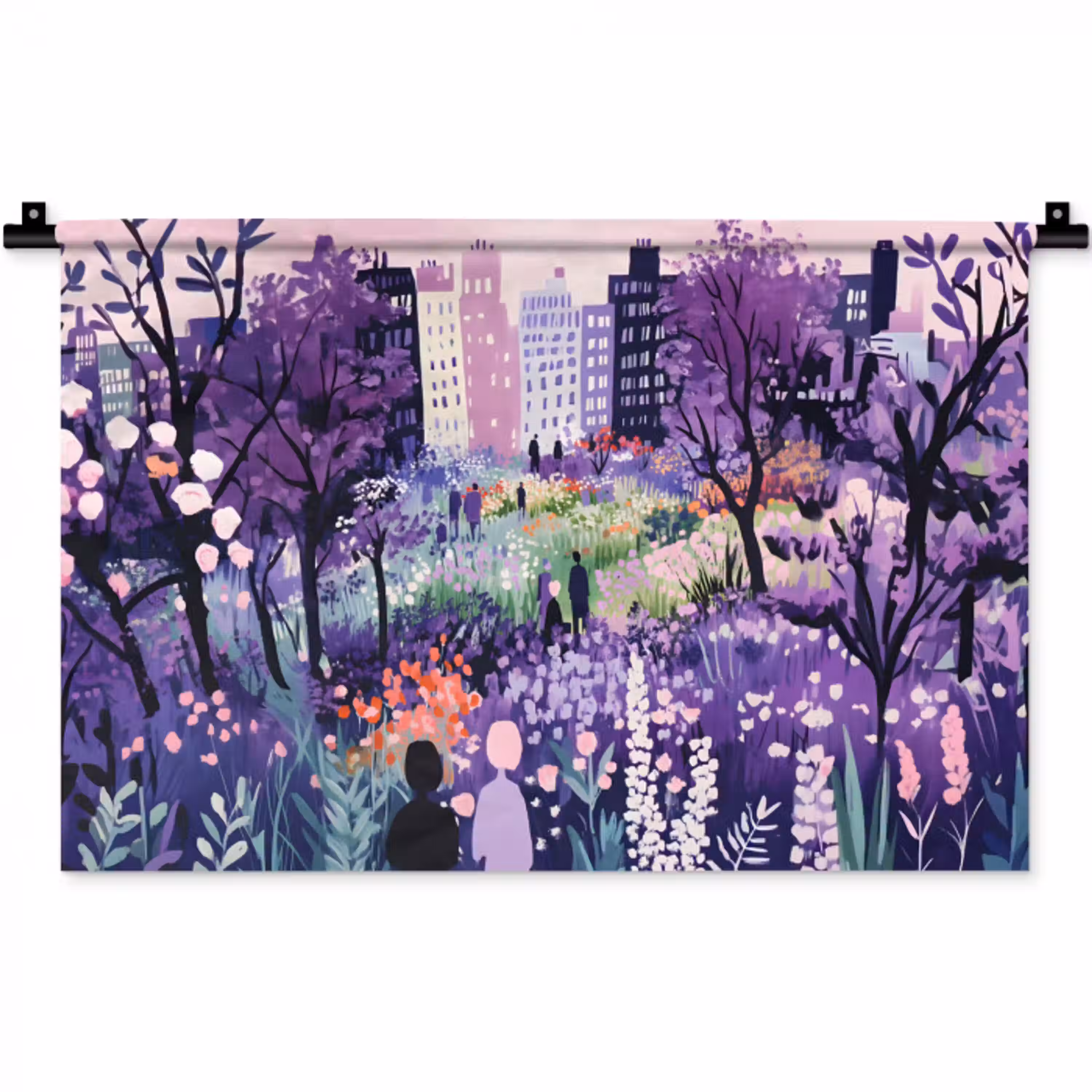 Park - Bomen - Bloemen - Gebouwen Wandkleed katoen klein -zz3d