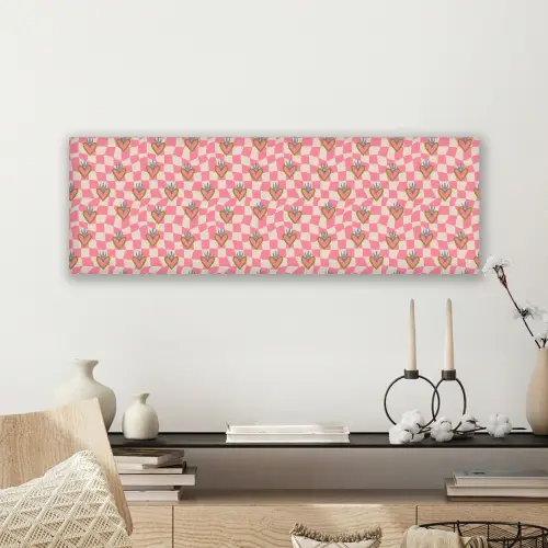 Roze - Retro - Patroon - Geblokt canvas 2cm klein 828 -sfeer6