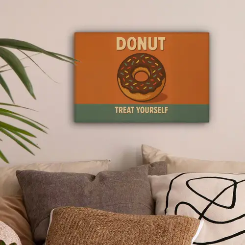 Donut - Spikkels - Kleurrijk - Quote canvas 2cm klein -sfeer1