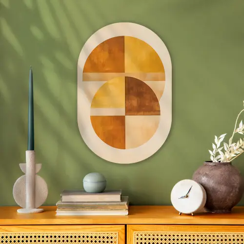 Cirkels - Geel - Minimalistisch Wandcirkel Ovaal Forex klein -sfeer2