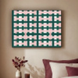 Vlechtpatroon - Groen - Roze - Grafisch Textielframe zwart klein 947 -sfeer1