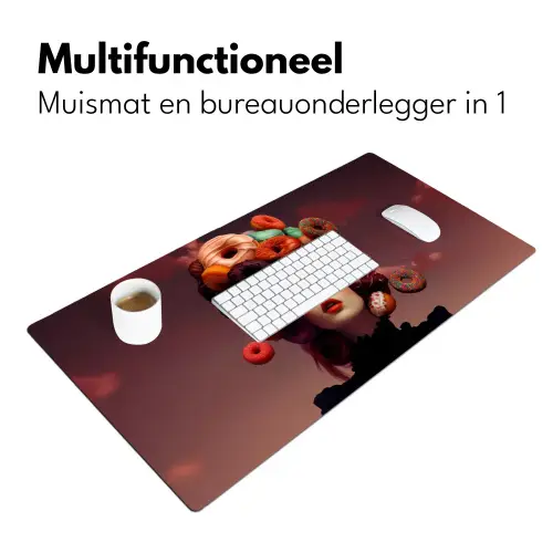 Vrouw - Donuts - Kleurrijk Muismat XXL klein -sfeer4