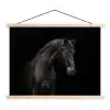 Paard - Dieren - Zwart - Portret textielposter latten blank klein -3d