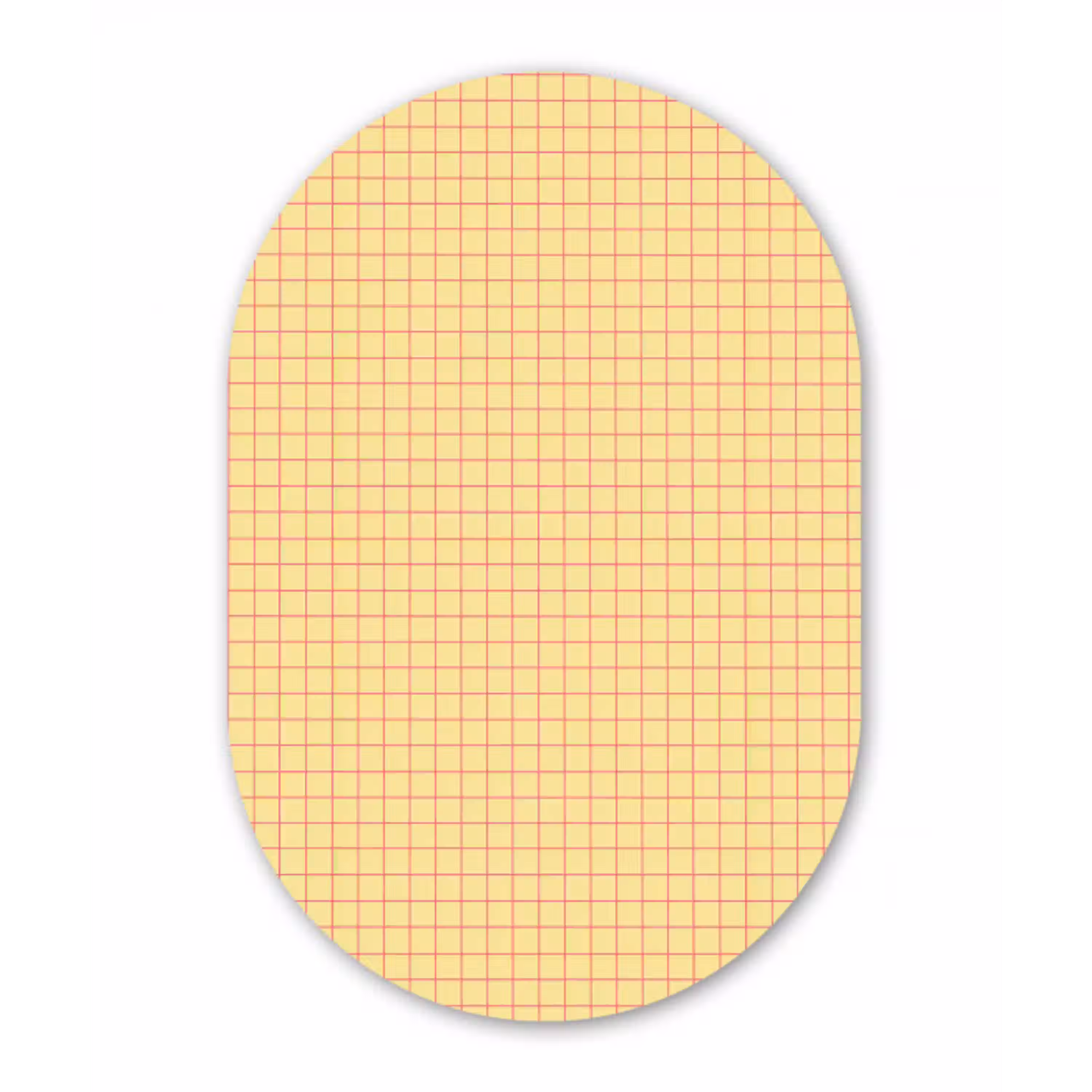 Ruitjes - Grid - Minimalistisch - Geel - Roze Wandcirkel Ovaal Aluminium middel 839 -3d