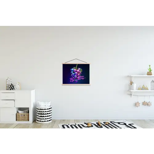 Quote - Neon - Disco - Druiven textielposter latten blank klein -kinderkamer