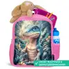 Dino in mystieke jungle met maanlicht Kinderrugzak - Roze middel -inhoud_NL