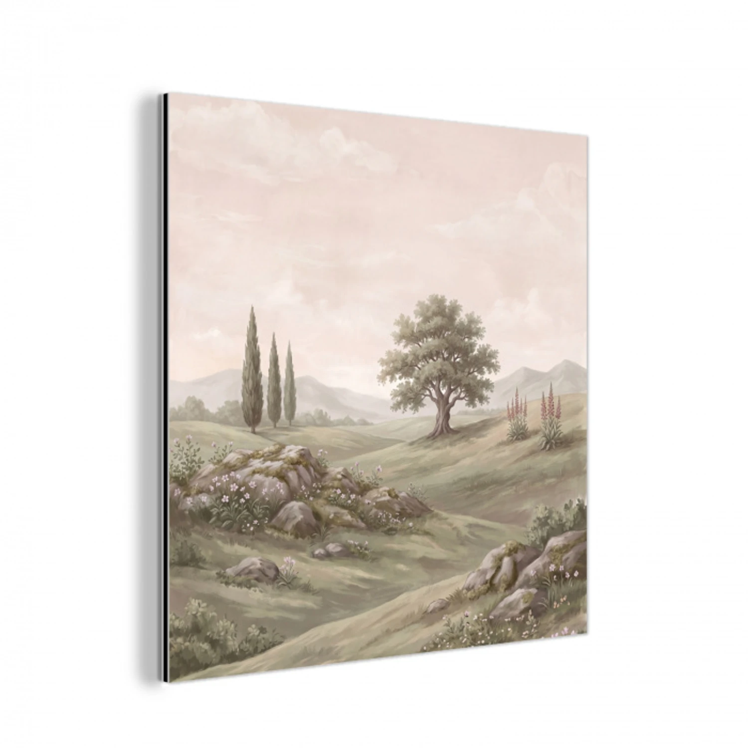 Heuvellandschap - Bomen - Natuur - Groen aluminium wit klein -3d