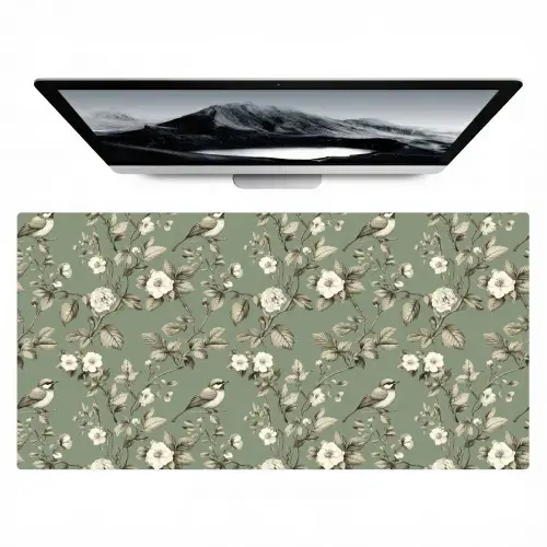 Botanisch - Vogels - Groen Muismat XXL klein 681 -zzz3d