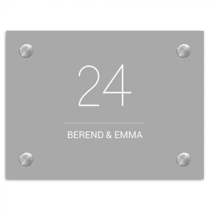 Effen lichtgrijs - Klassiek Naambord Rechthoek middel -3d