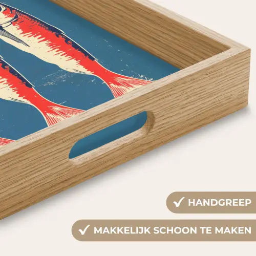 Vissen - Rood - Blauw Dienblad Rechthoek middel -USP_HandgreepNL