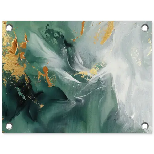 Groen - Modern - Marmer - Abstract tuinposter los doek klein -3d