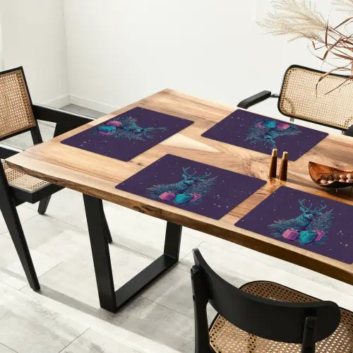Rendier - Zonnebril - Neon - Kerstboom Placemat vinyl groot -zzsfeer4_Kitchenyeah-website