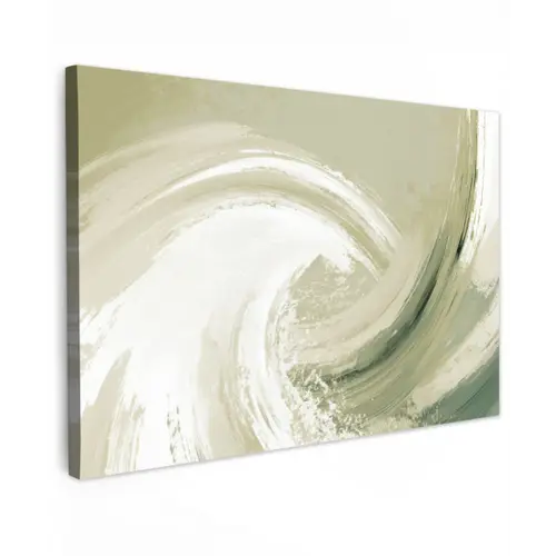 Abstract - Penseelstreken - Golven - Groen Tuinposter op houten frame 2 cm dik klein -3d