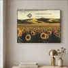 Zonnebloem - Veld - Windmolen Textielframe zwart klein -sfeer2