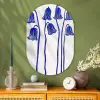 Bloemen - Blauw - Lijnen - Bloemblaadjes Wandcirkel Ovaal Glas middel -sfeer2