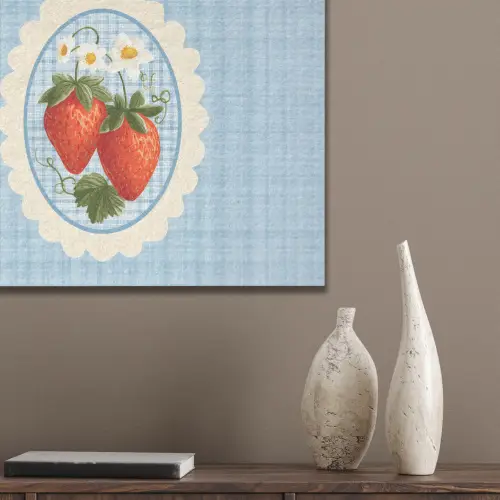 Aardbeien - Lijst - Rood - Geruit PET vilt klein -sfeer6_closeup