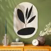 Plant - Beige - Japandi Wandcirkel Ovaal Glas middel -sfeer2