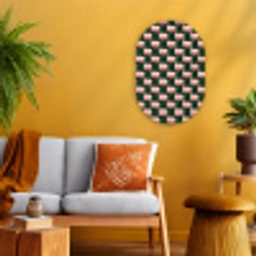 Vlechtpatroon - Groen - Roze - Geometrisch Wandcirkel Ovaal Forex klein 630 -sfeer4