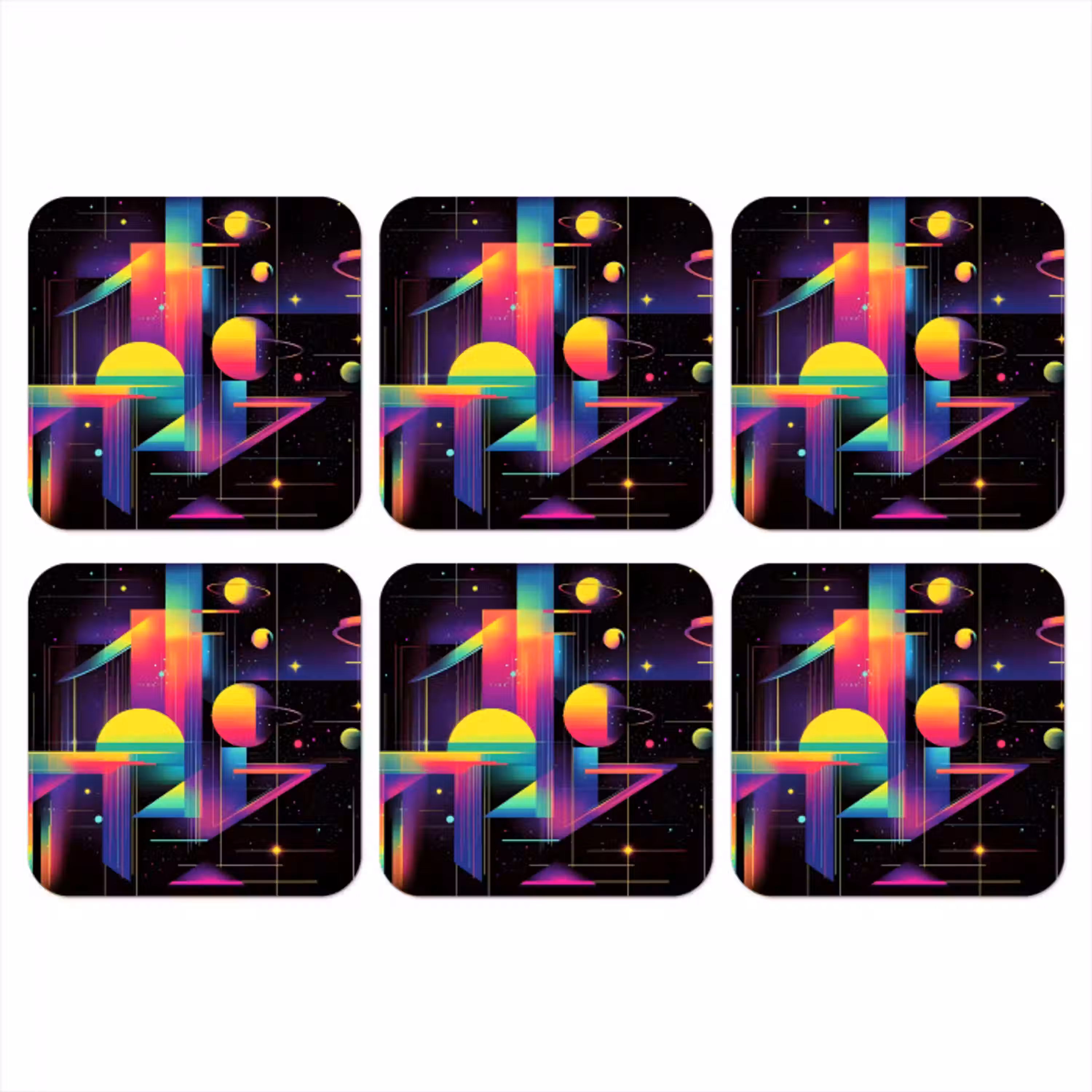 Abstract - Vormen - Kleurrijk - Lijnen onderzetter kurk middel -3d