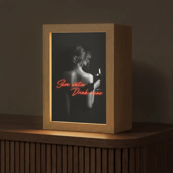 Wijn - Vrouw - Neon - Quote Light Box met kabel (Tafellamp) klein -z3d_website