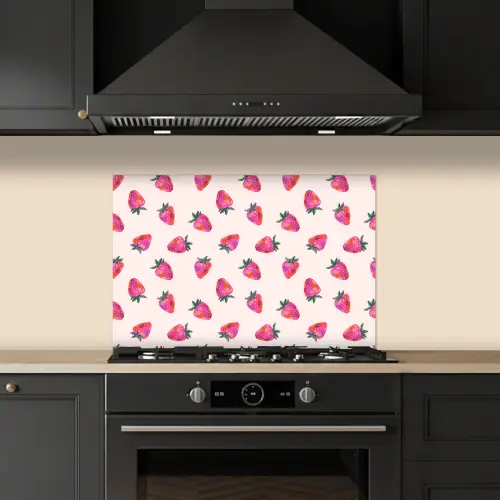 Aardbeien - Rood - Roze - Patroon keuken achterwand spatscherm klein 900 -sfeer1