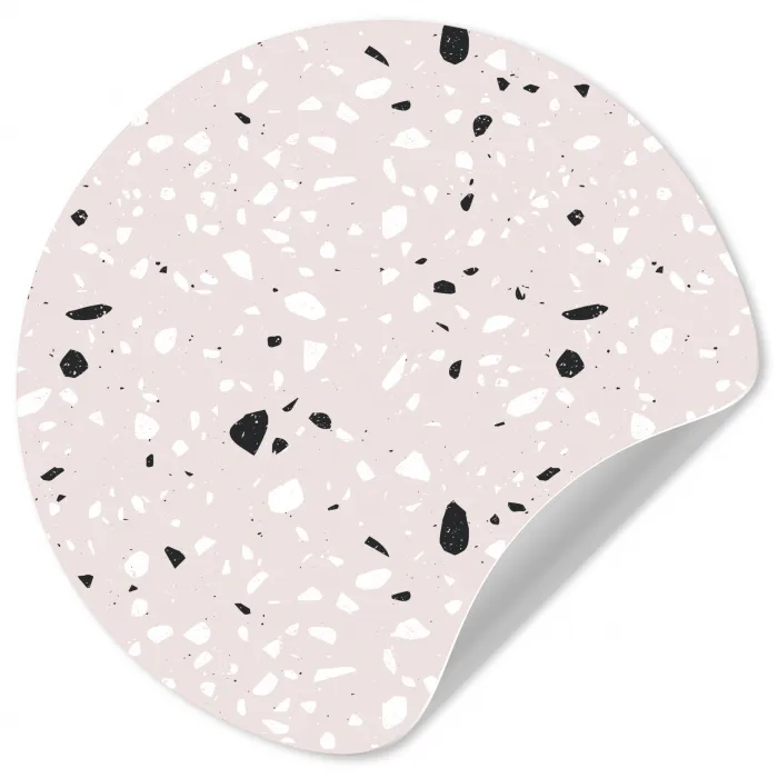 Terrazzo -  Patroon - Zacht - Zwart - Wit Wandcirkel behangsticker klein 186 -3d
