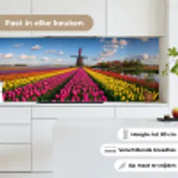 Tulpen - Holland - Molen - Kleurrijk keuken achterwand 2 middel -sfeer4_NL