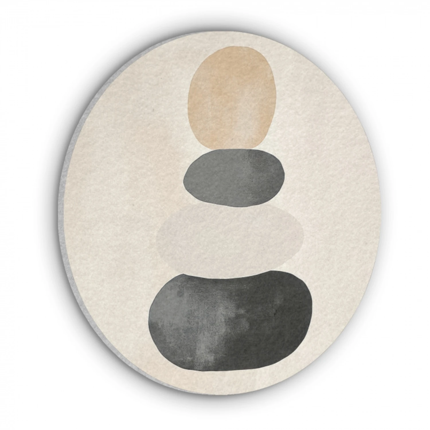 Japandi - Wabi sabi - Beige Akoestische PET Vilt - Rond klein -3d