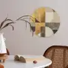 Abstract - Goud - Grijs - Vormen - Geometrisch Akoestische PET Vilt - Rond klein -sfeer3