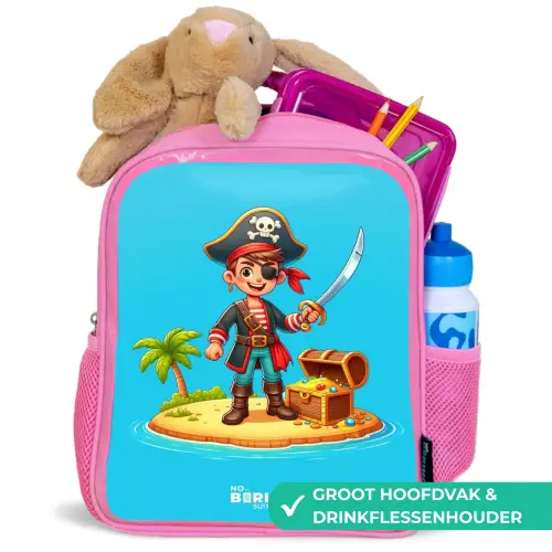 Piraat klaar om te plunderen Kinderrugzak - Roze middel -inhoud_NL
