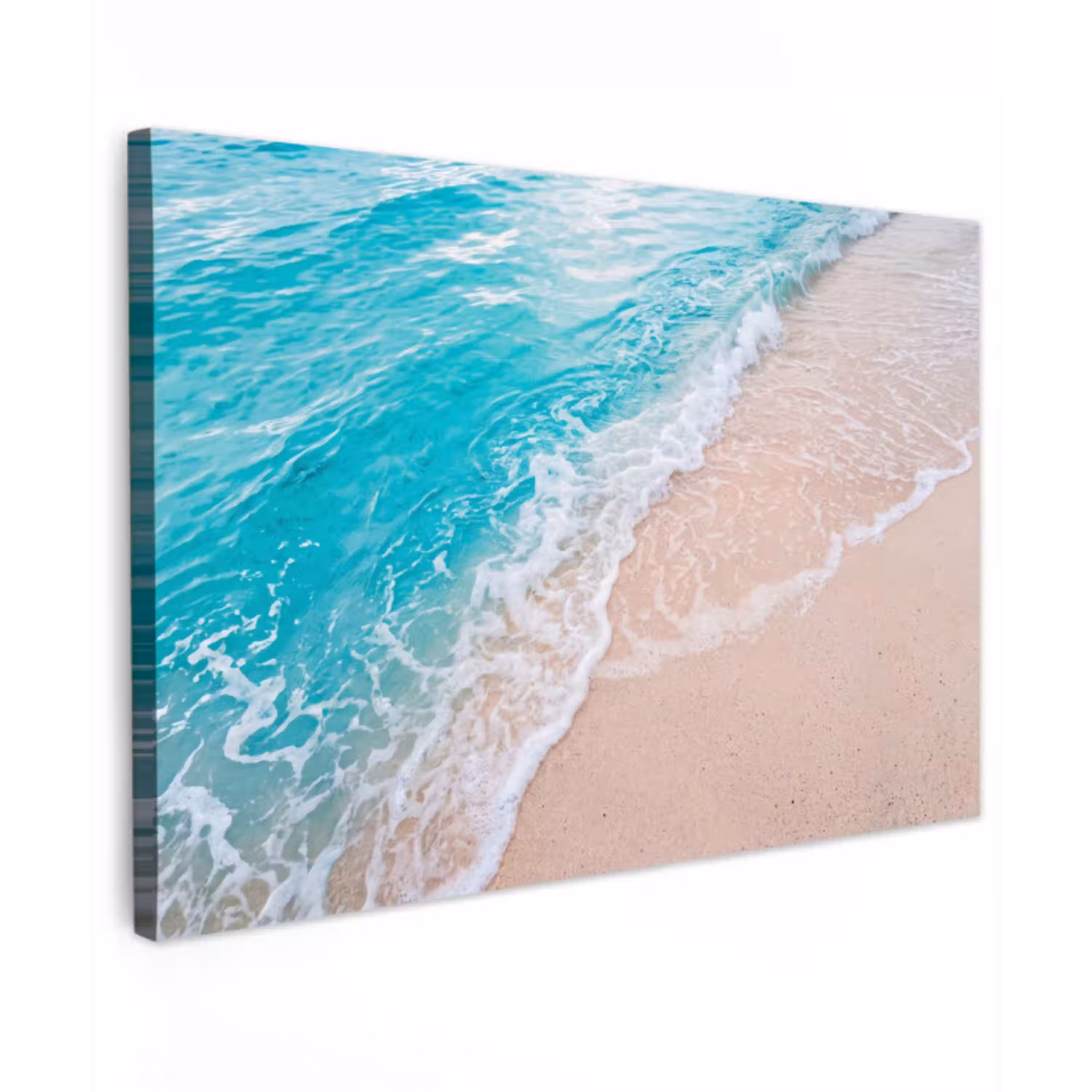 Strand - Zee - Golf - Natuur - Blauw Tuinposter op houten frame 2 cm dik klein -3d