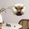 Schotse hooglander - Hoorns - Landschap Wandcirkel kunststof plaat 5mm dik klein -sfeer4